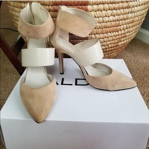 Aldo nude and white heels